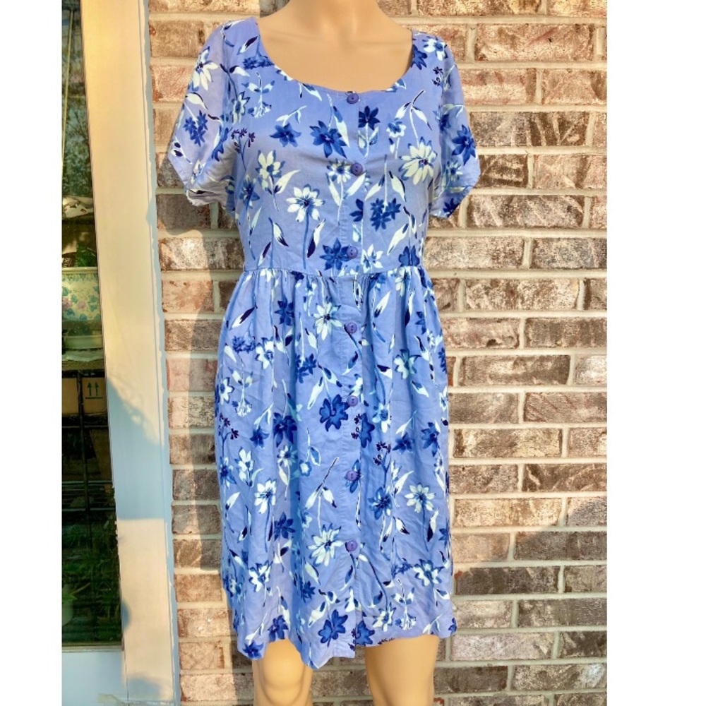 Blue Floral Babydoll Summer Dress